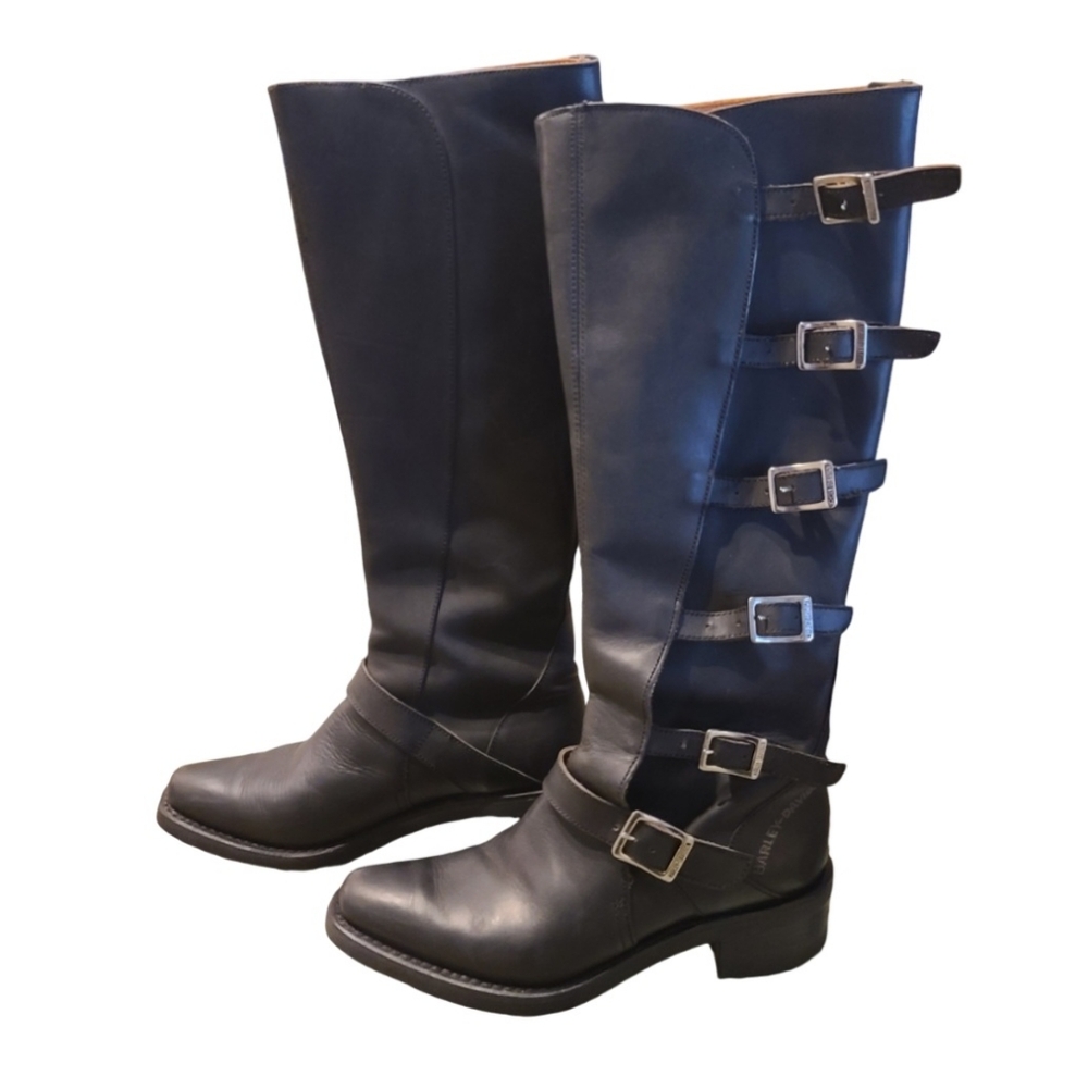 Harley-Davidson Black Leather Moto Boots